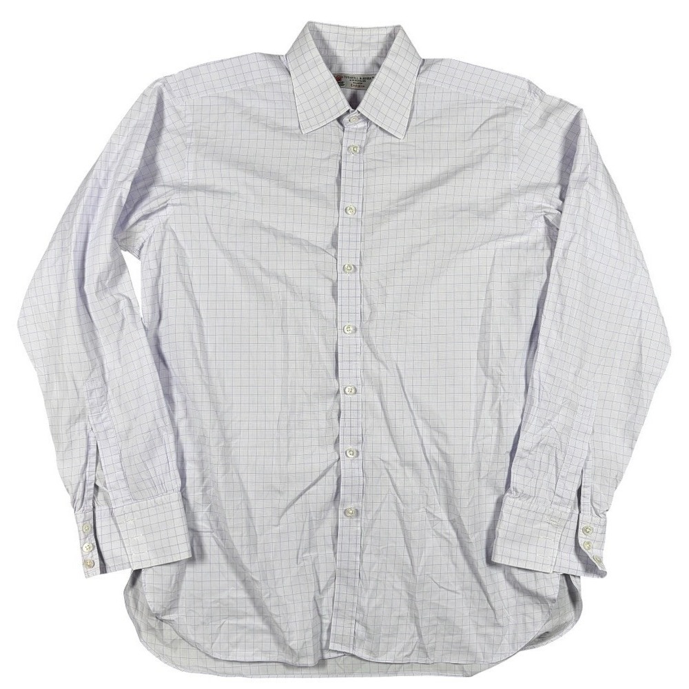 Turnbull & Asser Exclusive Dress Shirt Mens 16.5 42 Gray Purple Check England